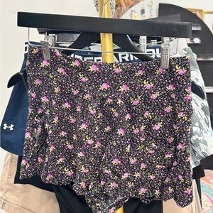 Charlotte Russe Black Floral High Waist Shorts